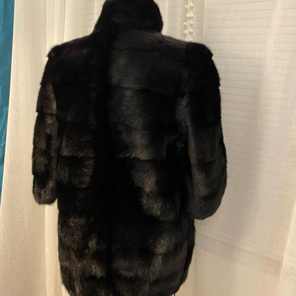 Real mink cropped coat, 3/4 sleeve, 100% mink, S-M - Picture 9 of 9